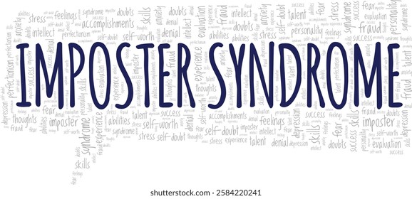 Imposter Syndrome word cloud conceptual design isolated on white background.