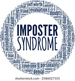 Imposter Syndrome word cloud conceptual design isolated on white background.