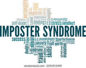 Imposter Syndrome word cloud conceptual design isolated on white background.