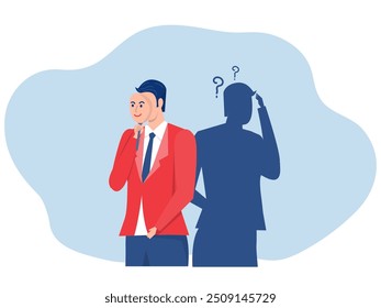 Síndrome do impostor.shadowman que representa seu perfil atual levar prêmio com Ansiedade e falta de autoconfiança no trabalho; a pessoa falsifica é outro conceito