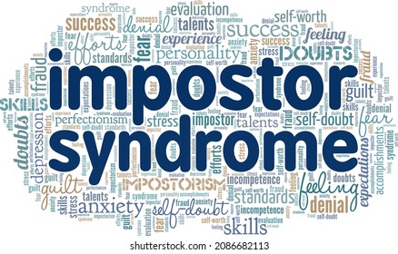 Impostor Syndrome conceptual vector illustration word cloud isolated on white background.