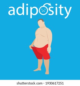 impotence. a fat man suffers from impotence. obesity leads to sexual dysfunction. stock vector illustration.