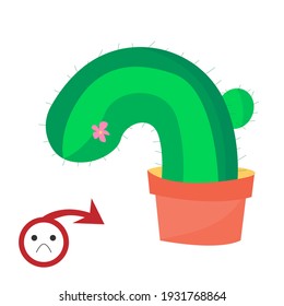 impotence. lethargic cactus. bad erection. stock vector illustration isolated on white background.