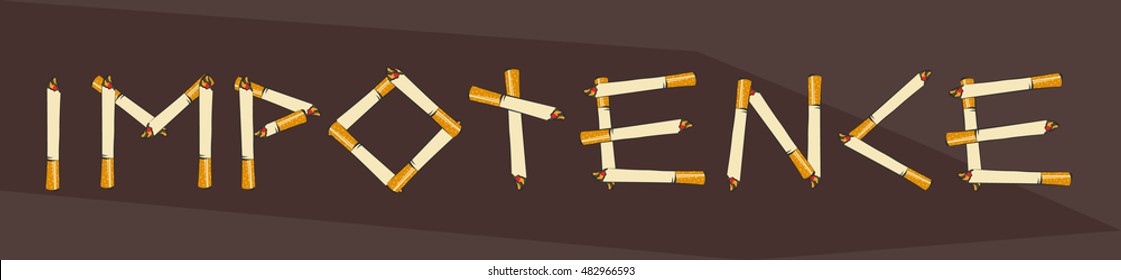 Impotence lettering made of cigarettes, vector illustration