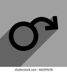 Impotence long shadow vector icon. Style is a flat impotence black iconic symbol on a gray square background with longshadow.