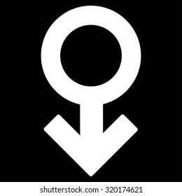 Impotence Symbol vector icon. Style is flat symbol, white color, rounded angles, black background.