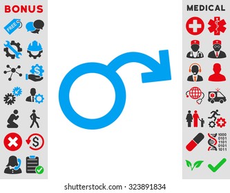 Impotence vector icon. Style is bicolor flat symbol, blue and gray colors, rounded angles, white background.