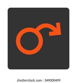 Impotence vector icon. Style is flat rounded square button, orange and gray colors, white background.