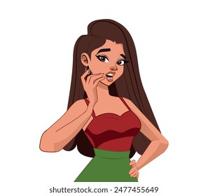 impressed or scared woman, cartoon style vector illustration.