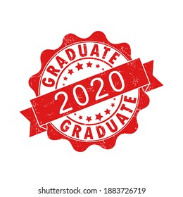 An impression of an old worn stamp with the inscription GRADUATE 2020. Vector illustration for thematic design, alumni meetings, diplomas and certificates. Simple style.