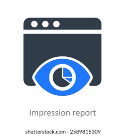 Impression Report and analysis icon concept