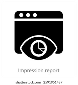 Impression Report and analysis icon concept