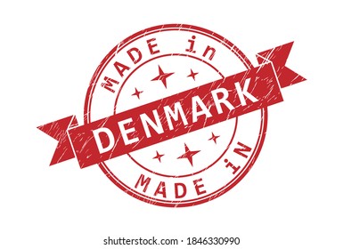 An impression of a seal with the inscription MADE in DENMARK, isolated on a white background
