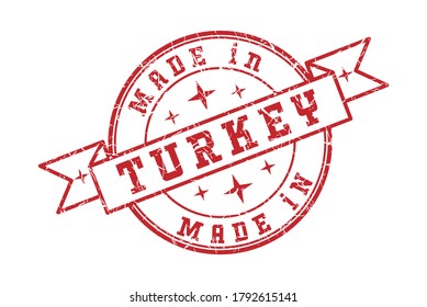 An impression of a seal with the inscription MADE in TURKEY, isolated on a white background
