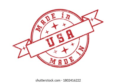 An impression of a seal with the inscription MADE in USA, isolated on a white background
