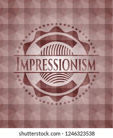 Impressionism red seamless geometric emblem.