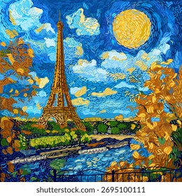 A Torre Eiffel Impressionista - uma paisagem parisiense colorida