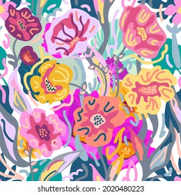 Impressionist floral painting. Blooming flowers.
