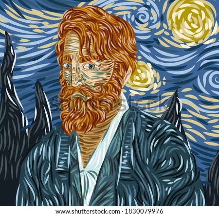 impressionist portrait of bearded redhead man