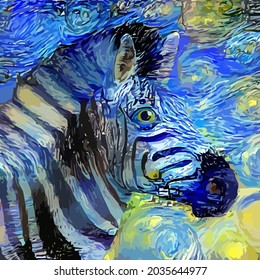 Impressionist Zebra Portrait Painting
