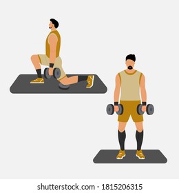 An impressive athletes make a maximum weight lift of a barbell. Illustration of bodybuilder strong man. Strongman powerlifting. Can be used for topics like weightlifting, weight training, powerlifting