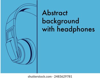Impresionante fondo de Vector azul para Anuncios: contorno isométrico de auriculares de moda con espacio para texto. Fondos de Anuncio de Vector exclusivos de Descubra que combinan sonido dinámico.