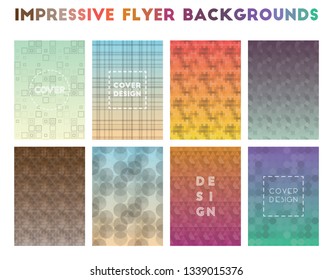 Impressive Flyer Backgrounds. Alive geometric patterns, mind-blowing vector illustration.