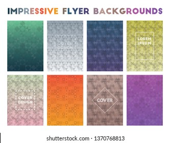 Impressive Flyer Backgrounds. Alive geometric patterns, flawless vector illustration.