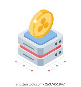 An impressive isometric icon of ripple server processing data