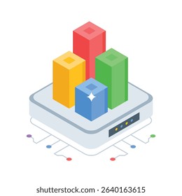 An impressive isometric icon showing server analysis dashboard