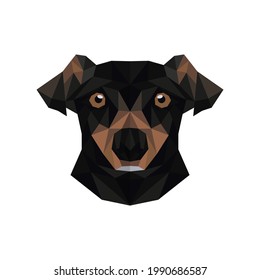 An impressive looking black dog with a blank stare in polygonal style