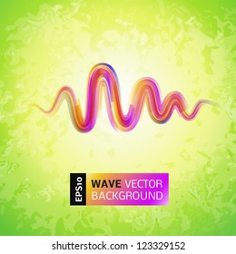 Impressive pink wave on retro green background. Vector illustration for your business presentation. Easy to edit and change color. Very lively, bright, simple and cheerful.