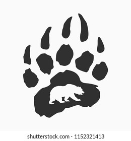 imprint of bear paw, vector illustration, web icon, stamp on clothes, stylish logo design, symbol of california, flat style
