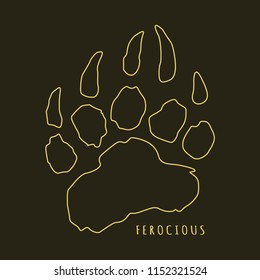 imprint of bear paw, vector illustration, web icon, stamp on clothes, stylish logo design, symbol of california, flat style