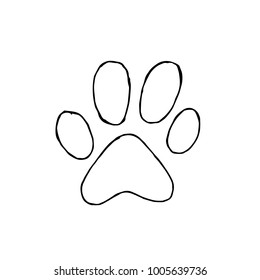the imprint of dog paws vector illustration. Dog or cat paw print flat icon for animal apps and websites
