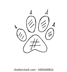 the imprint of dog paws vector illustration. Dog or cat paw print flat icon for animal apps and websites
