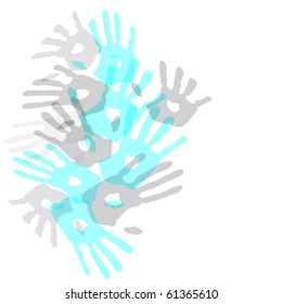 imprint of the hands of bright colors