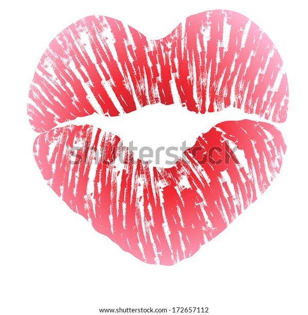 Imprint Heart Shaped Lips Kiss Pink Stock Vector Royalty Free