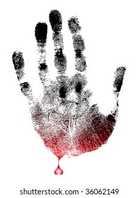 Imprint of a palm of the right hand of the person