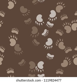Imprint of the paw of the bear. Seamless pattern background. Wild animals vector illustration.