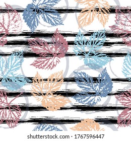 imprint of plant hand painted seamless pattern. Printing on fabric, card. Stylish decoration for interior. abstract watercolor and digital image. 