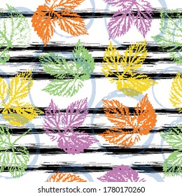 imprint of plant hand painted seamless pattern. digital drawing and watercolor texture. original creative illustration. floral frame.