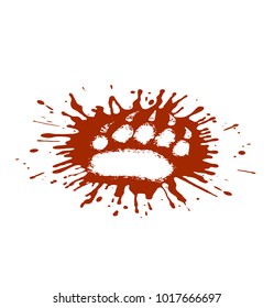 imprint of the predator's paw in perspective among mud splashes.