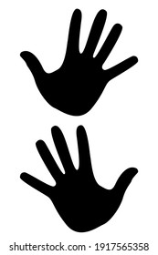 Imprint of the right and left palm. Human hands. Silhouette of a human hand