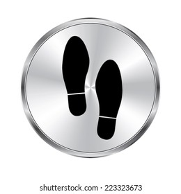 Imprint shoes icon - vector brushed metal button