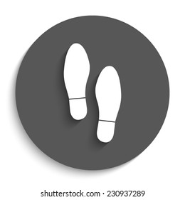 Imprint shoes - vector icon with shadow on a round grey button