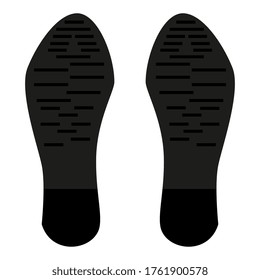 Imprint of the sole of a male boot isolated on white. Dark soles of shoes and heels. Vector EPS10.
