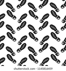 Imprint Soles Shoes Icon Seamless Pattern Vector Art Illustration