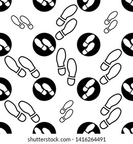 Imprint Soles Shoes Icon Seamless Pattern Vector Art Illustration
