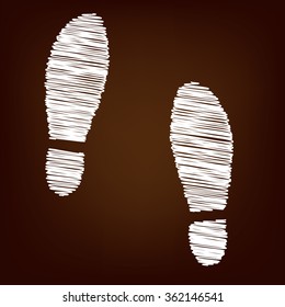 Imprint soles shoes icon. Vector illustration with chalk effect